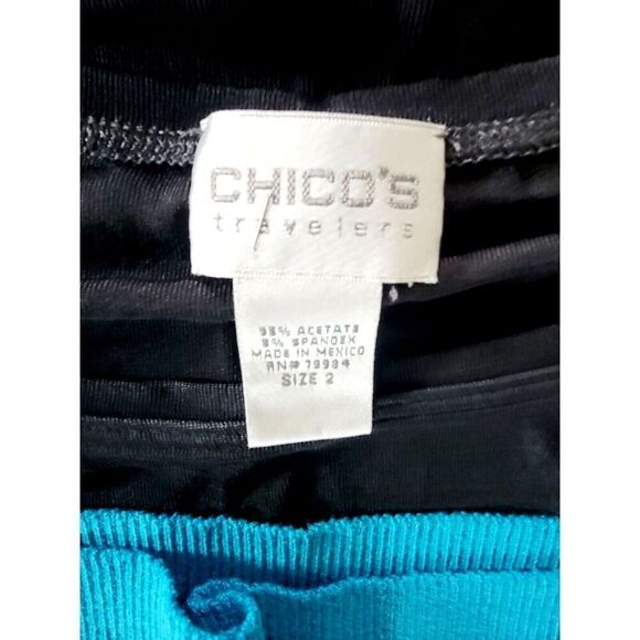 Chico's 2 Lot Of 5‎ Tops Black Blue Brown Shirts Stretch Size Large Layering - Picture 9 of 11